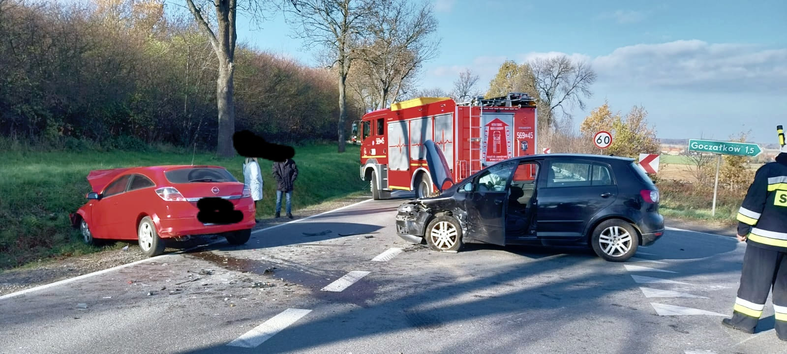Zderzenie dwóch osobówek pod Goczałkowem, jedna osoba poszkodowana [FOTO] 