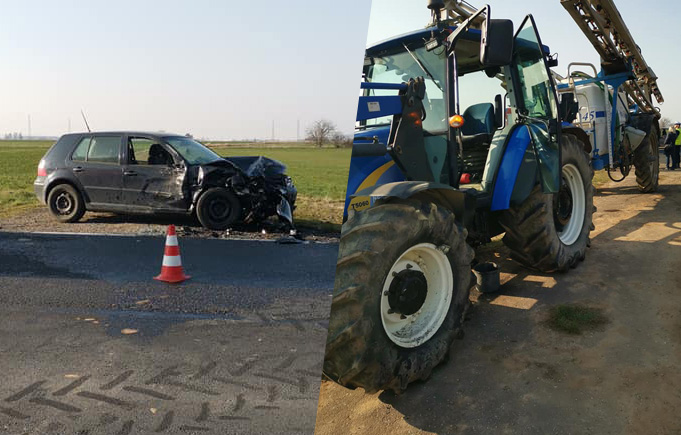 Ciągnik rolniczy zderzył się samochodem osobowym. Jedna osoba w szpitalu [FOTO] 