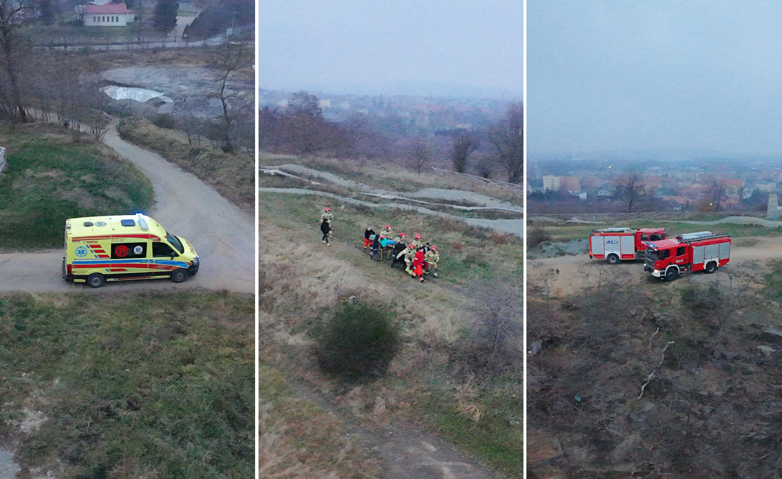 Strażacy wsparli medyków w transporcie poszkodowanego [FOTO] 